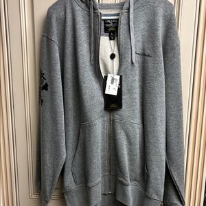 CROOKS & CASTLES GREY HOODED SWEATSHIRT LARGE NEW